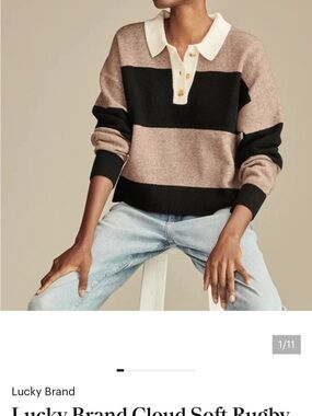 Lucky Brand Cloud Soft Rugby Polo Sweater Size XS